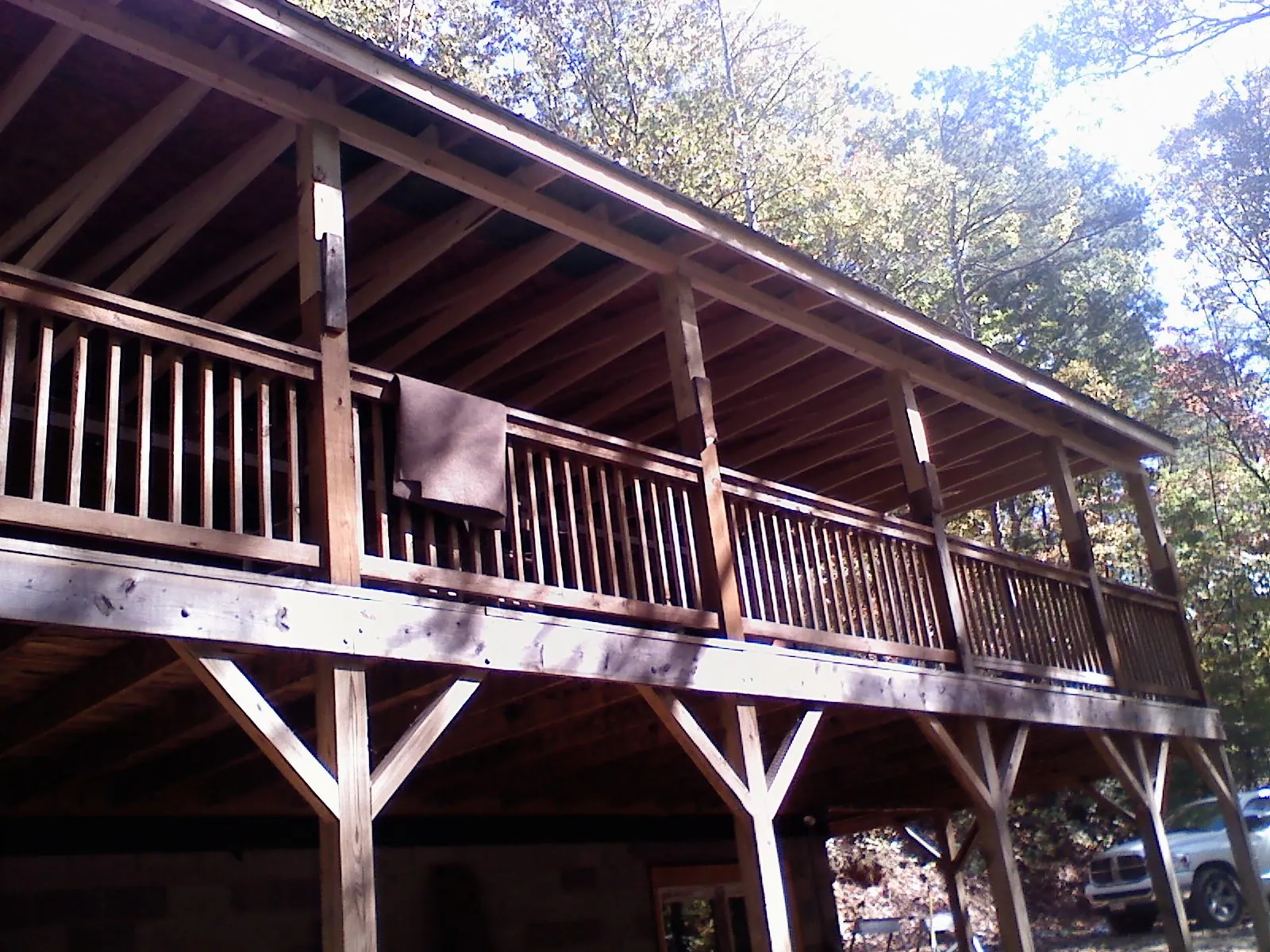 Timber framing under a new elevated porch and deck — Roof Leak Repair in Springer by Roofing Brothers